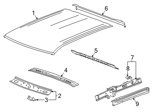 1993 Ford Aerostar Roof & Components Inner Rail Diagram for 23381540