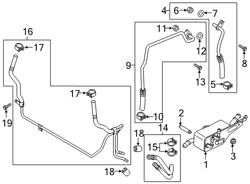 2020 Ford Edge Oil Cooler Inlet Tube Bolt Diagram for W712146S442