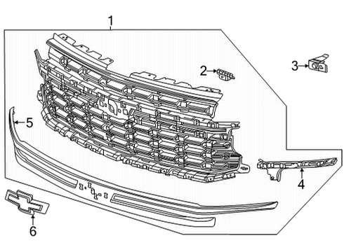2021 Chevrolet Tahoe Grille & Components GRILLE ASM-FRT UPR *BLACK ICE CHM Diagram for 85525322