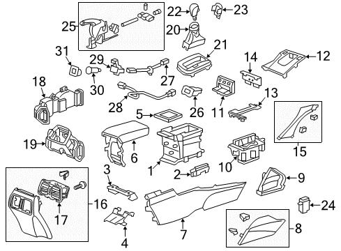 2012 Acura TSX Parking Brake Jack Assembly, Aux In. Diagram for 39112TA0003