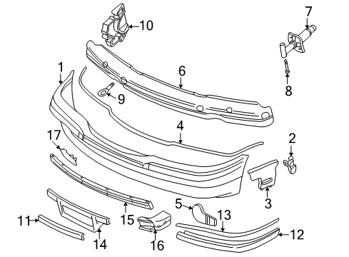 1998 BMW 750iL Front Bumper Flap, Towing Eye, Primed Diagram for 51118169536