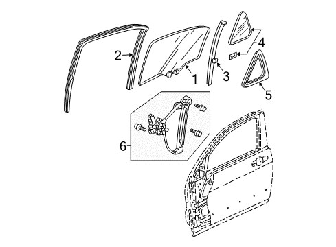 2006 Acura TSX Rear Door Channel, Right Rear Door Run Diagram for 72735SEA013