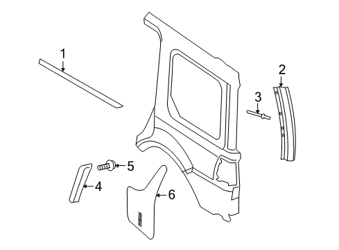 2007 Lincoln Navigator Exterior Trim - Quarter Panel Applique Diagram for FL7Z78291A08A