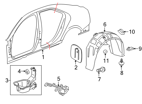 2014 Cadillac ATS Quarter Panel & Components Filler Pocket Diagram for 23292862