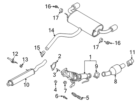 2022 Lincoln Corsair Exhaust Components Bracket Stud Diagram for W719151S439