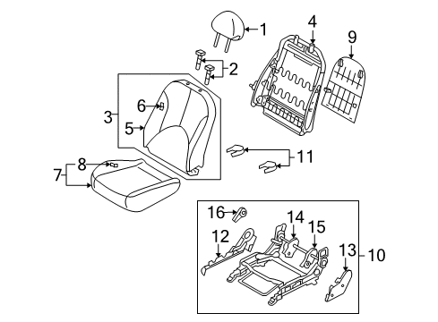 2006 Hyundai Accent Front Seat Components Cushion Assembly-Front Seat, Passenger Diagram for 882001E320ORC