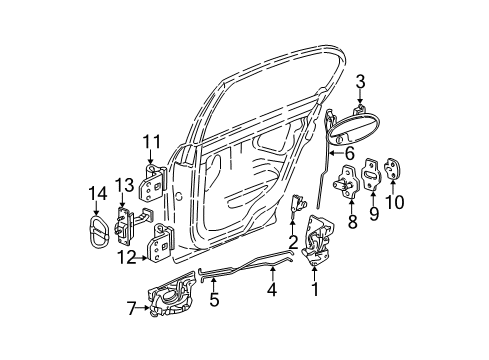 2005 Chevrolet Classic Rear Door - Lock & Hardware ROD Diagram for 10373265