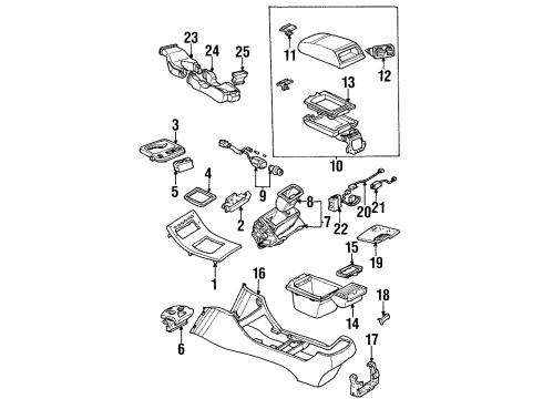 2000 Lexus LS400 Center Console Lock Sub-Assy, Console Compartment Door Diagram for 5890850020