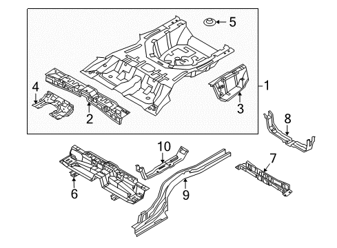2008 Kia Amanti Rear Body - Floor & Rails Panel Assembly-Rear Floor Diagram for 655103F750