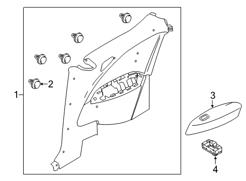 2013 Nissan Murano Quarter Window Finisher-Rear Side, RH Diagram for 769001GR0C