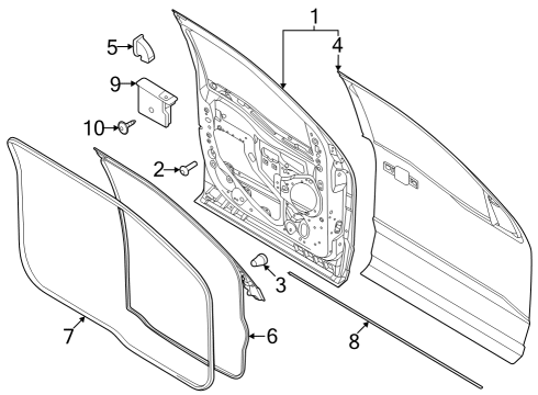 Door & Components Lower Weatherstrip Diagram for FL3Z1620758B