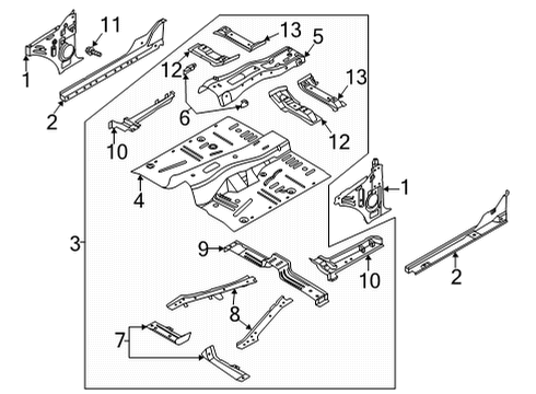Floor PAN ASY - FLOOR - FRONT Diagram for MB3Z5811135A