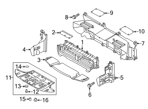 2017 Genesis G80 Splash Shields Air Guard, Right Diagram for 29134B1000