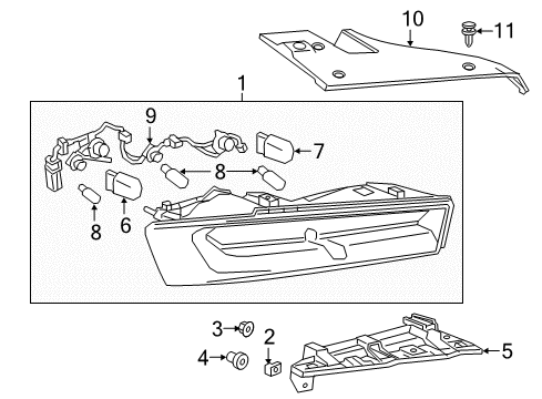 2017 Chevrolet Camaro Bulbs Filler Panel Diagram for 84070690