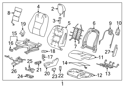 2012 Chevrolet Camaro Driver Seat Components Inner Finish Panel Diagram for 92230484
