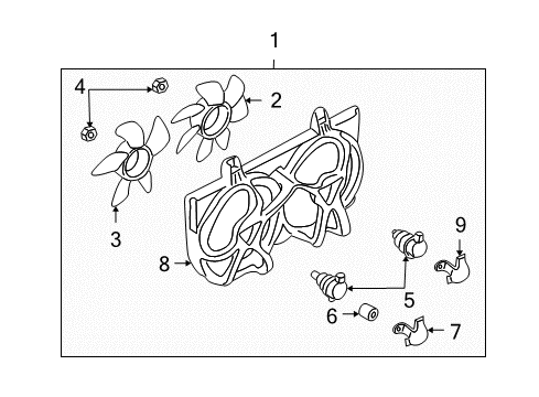 2000 Nissan Sentra Cooling System, Radiator, Water Pump, Cooling Fan Motor & Fan Assy-W/Shroud Diagram for 214816M100