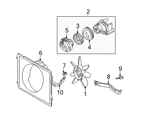 2003 Toyota Tundra Cooling System, Radiator, Water Pump, Cooling Fan Fan Shroud Clip Diagram for 9046806092