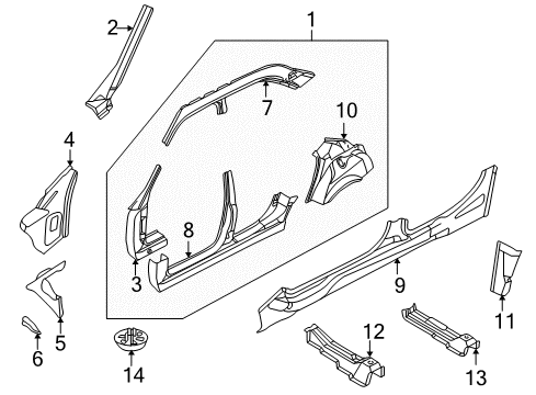2000 BMW 740i Uniside Covering Plate Right Diagram for 41118156546