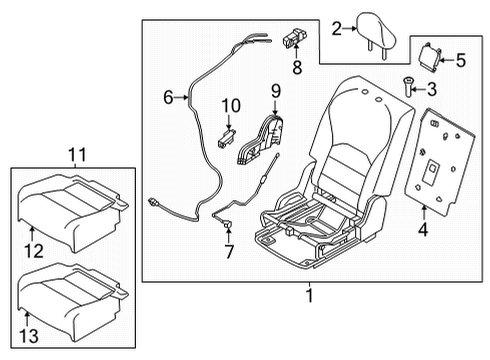 Rear Seat Components Cushion Assy-Rear Seat, RH Diagram for 883005NB2A
