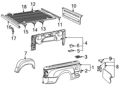 1998 Ford Ranger Front & Side Panels, Floor Reinforcement Diagram for F37Z8310760A