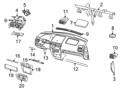 2006 Ford Fusion Instrument Panel Molding Diagram for 6E5Z5404338AA