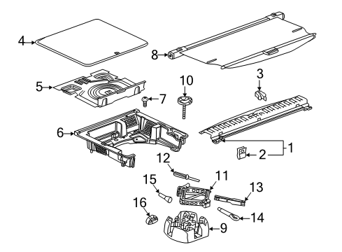 2020 GMC Terrain Interior Trim - Rear Body COMPARTMENT ASM-R/CMPT FLR STOW TR *DUNE Diagram for 84924605