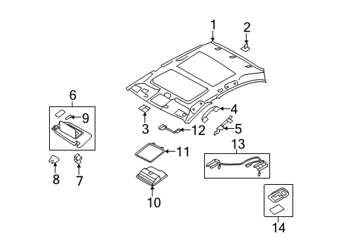 2007 Infiniti G35 Sunroof Holder-SUNVISOR Diagram for 96409JK00A