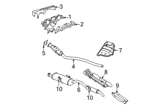 2001 Dodge Caravan Exhaust Components, Exhaust Manifold Catalytic Converter Diagram for 4881024AC