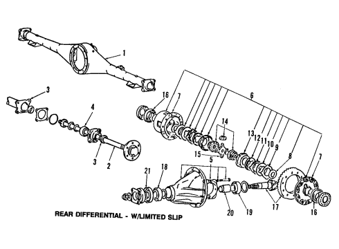 1986 Dodge Ram 50 Rear Axle, Differential, Propeller Shaft Gear Diagram for MR325565