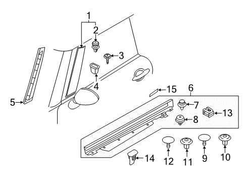 2021 Mini Cooper Clubman Exterior Trim - Pillars Grommet Diagram for 51137127001