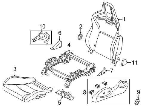 2018 Nissan 370Z Driver Seat Components Knob-Reclining Device Lever Diagram for 876183YV0A