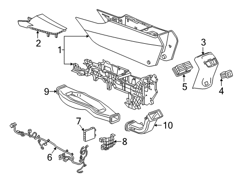2018 Buick Regal Sportback Center Console Center Console Diagram for 39034351