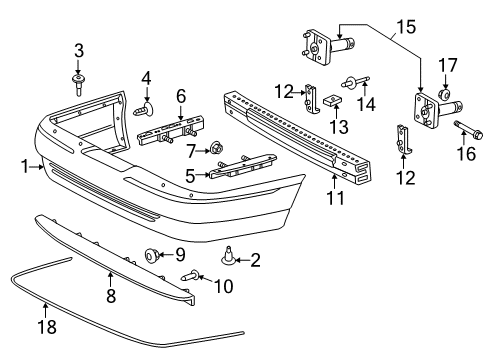 2010 Ford Crown Victoria Rear Bumper Reinforcement Nut Diagram for W707739S439
