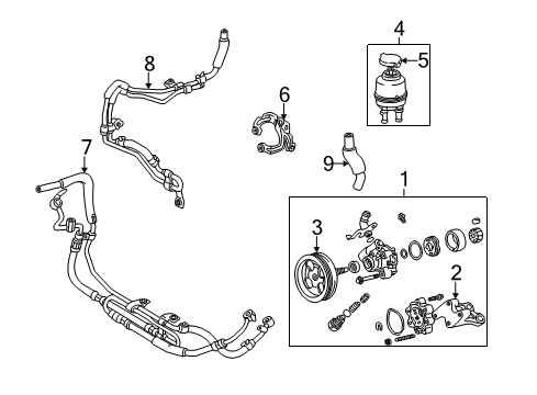 2005 Lexus LS430 P/S Pump & Hoses, Steering Gear & Linkage Hose, Oil Reservoir To Vane Pump Diagram for 4434850020