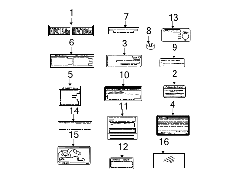 1999 Lexus RX300 Information Labels AC Label Diagram for 8872302050