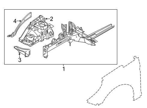 2018 Hyundai Sonata Structural Components & Rails Panel Assembly-Fender Apron, LH Diagram for 64501E6700