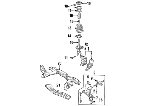 2000 Ford Escort Front Suspension Components, Lower Control Arm, Stabilizer Bar Coil Spring Diagram for F8CZ5310AA
