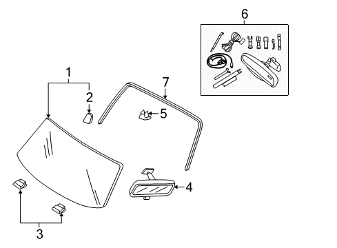 2020 Chevrolet Express 2500 Windshield Glass, Reveal Moldings Mirror Inside Diagram for 4L3Z17700A