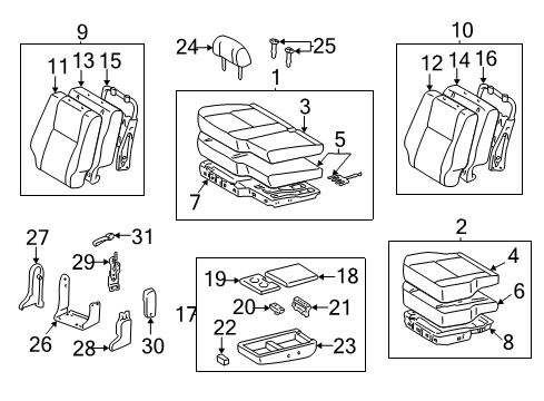 2000 Toyota Tundra Front Seat Components Cushion Assembly Diagram for 714100C050E0