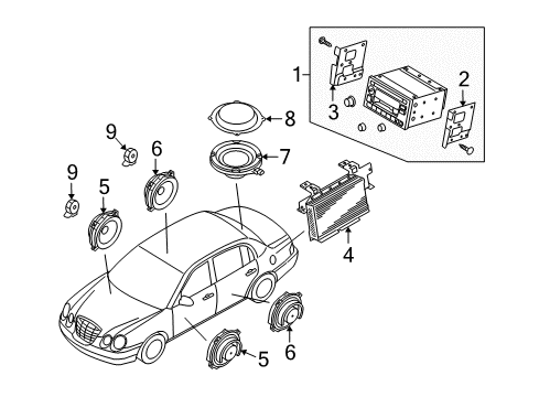 2009 Kia Amanti Sound System Tweeter Speaker Assembly, Right Diagram for 963103F500