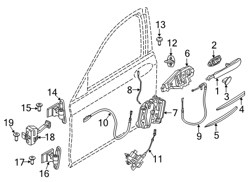 2019 BMW 640i xDrive Gran Turismo Front Door - Lock & Hardware FRONT DOOR BRAKE Diagram for 51217392299