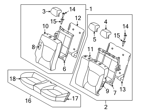 2012 Hyundai Accent Rear Seat FRAME & PAD ASSY-RR SEAT CUSH Diagram for 891501R100