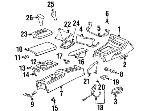 1997 Honda Civic del Sol Center Console Lid B, RR. Console Diagram for 83453SR2010