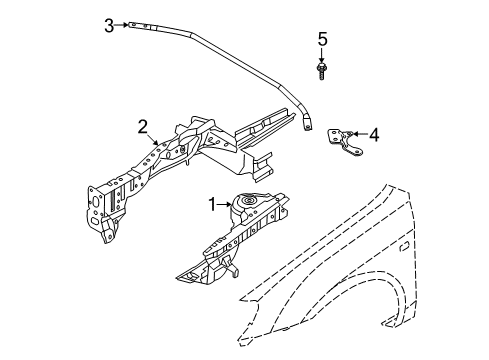 2008 Kia Spectra5 Structural Components & Rails Member Assembly-Front Side Diagram for 646012F010