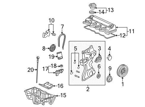 2012 Honda Civic Engine Parts, Mounts, Cylinder Head & Valves, Camshaft & Timing, Variable Valve Timing, Oil Pan, Oil Pump, Balance Shafts, Crankshaft & Bearings, Pistons, Rings & Bearings O-Ring Set, Oil Pump Diagram for 15101RNAA00