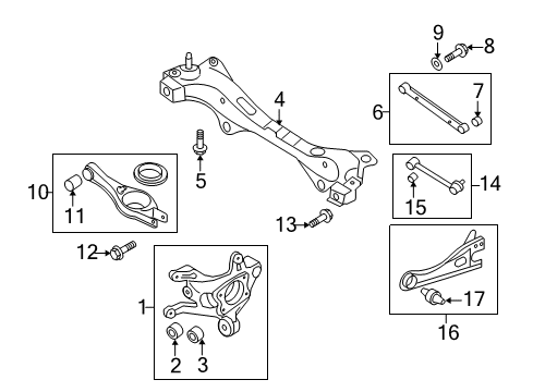 2010 Kia Optima Rear Suspension Components, Lower Control Arm, Upper Control Arm, Stabilizer Bar Bush-Trailing Arm Diagram for 555432G000