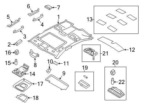 2015 BMW 740Li Interior Trim - Roof Countersupport, Sun Visor Diagram for 51167227032
