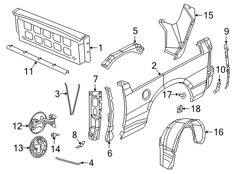 1986 Dodge Diplomat Front & Side Panels Panel-Box Side Outer Diagram for 68365024AA