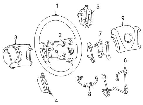 2011 Chevrolet Impala Steering Column, Steering Wheel Steering Wheel Diagram for 15874811