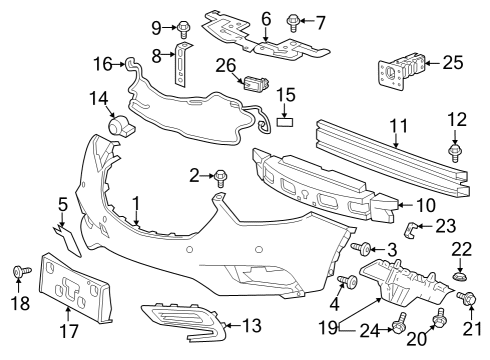 2018 Buick Encore Front Bumper Hinge U-Nut Diagram for 11611321